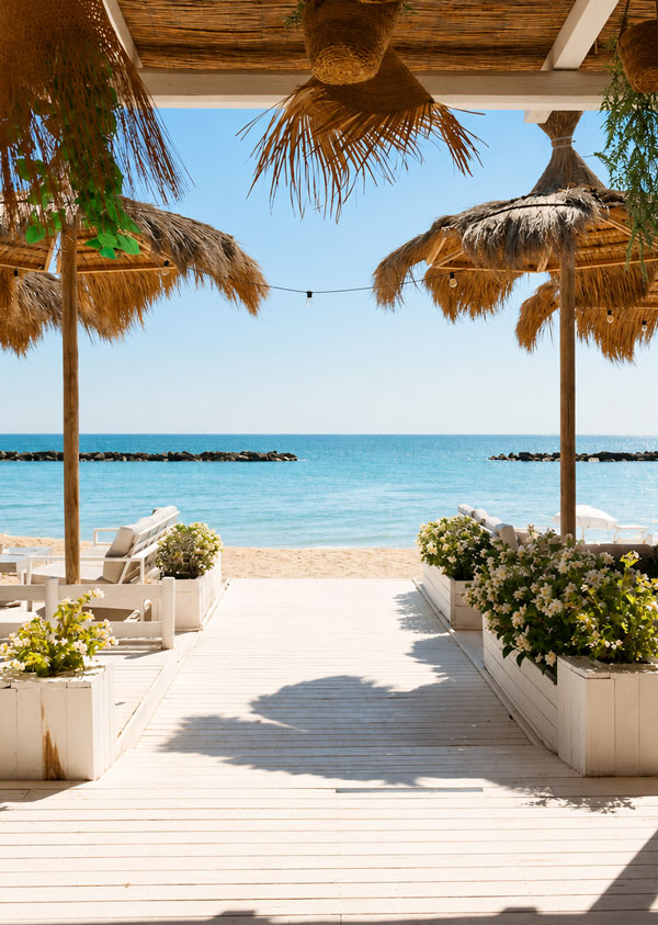 Uitzicht zee terras villa alwin beach resort italie